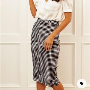 NWT Bohme Blakey Gingham stretch pencil skirt high waist Small